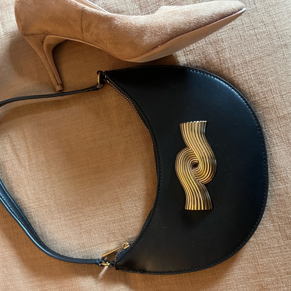 Black Handbag with Gold Accent